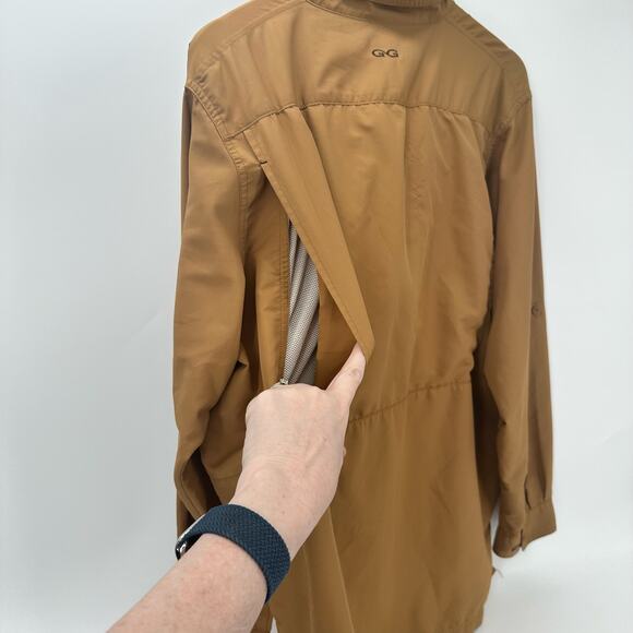 GameGuard Outdoors Shirt Mens XL WEBB FARM Logo Tan Vented Fishing Hunting - Picture 8 of 9